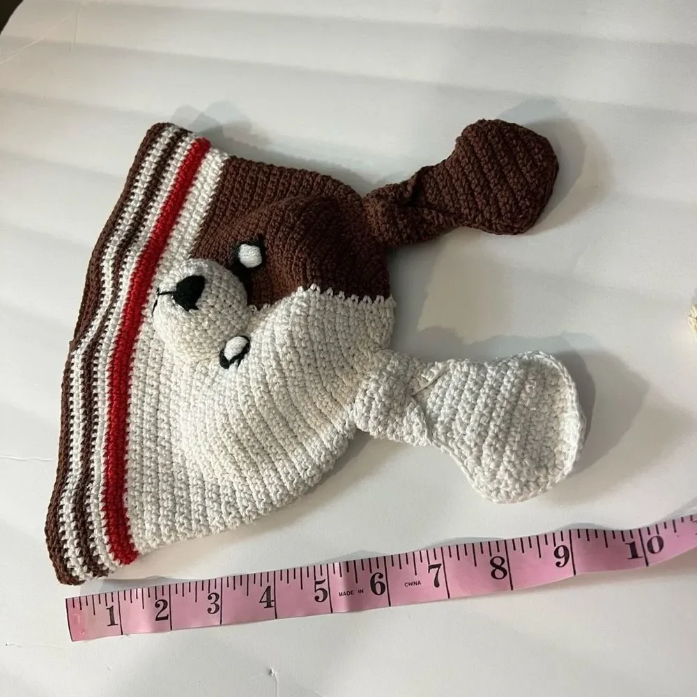 Crochet‎ Puppy Dog Hat Cap Child’s Size 1-2T NWT White Brown Kid’s Crochet Hat